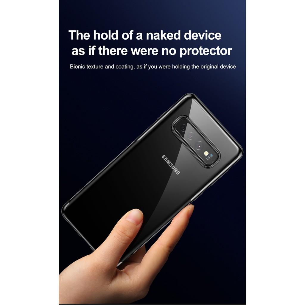 Ốp lưng cho Samsung Galaxy S10 & S10 Plus dẻo trong suốt viền màu hàng chính hãng Baseus