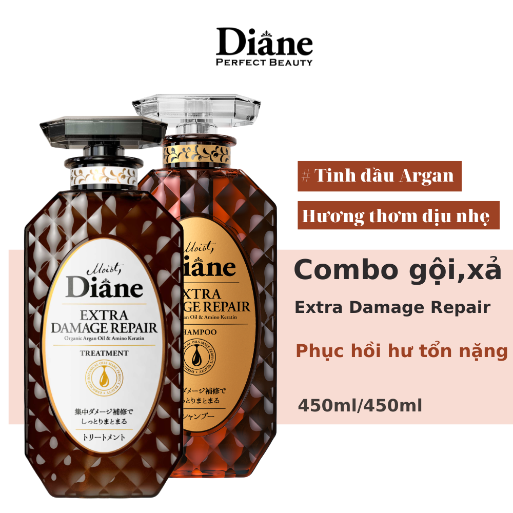 Bộ dầu gội & xả phục hồi tóc hư tổn nặng Moist Diane Extra Damage Repair (450ml*2)