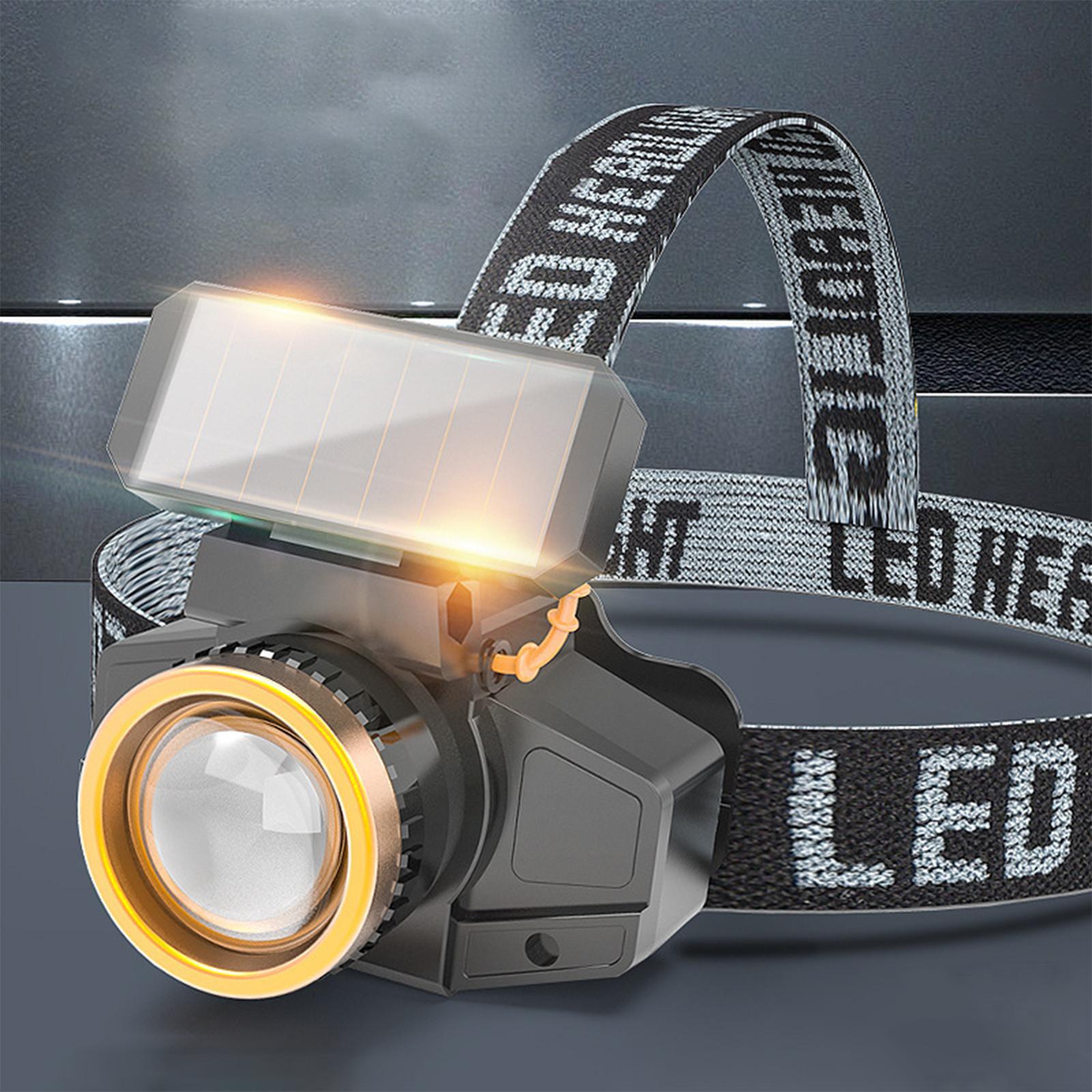 LED Headlamp Head Light USB Waterproof Head Torch for Fishing Emergency Running Jogging