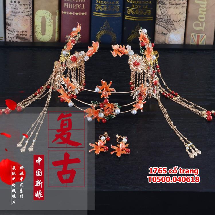 Cô dâu cài tóc cổ trang mẫu mới bông tai cá may mắn