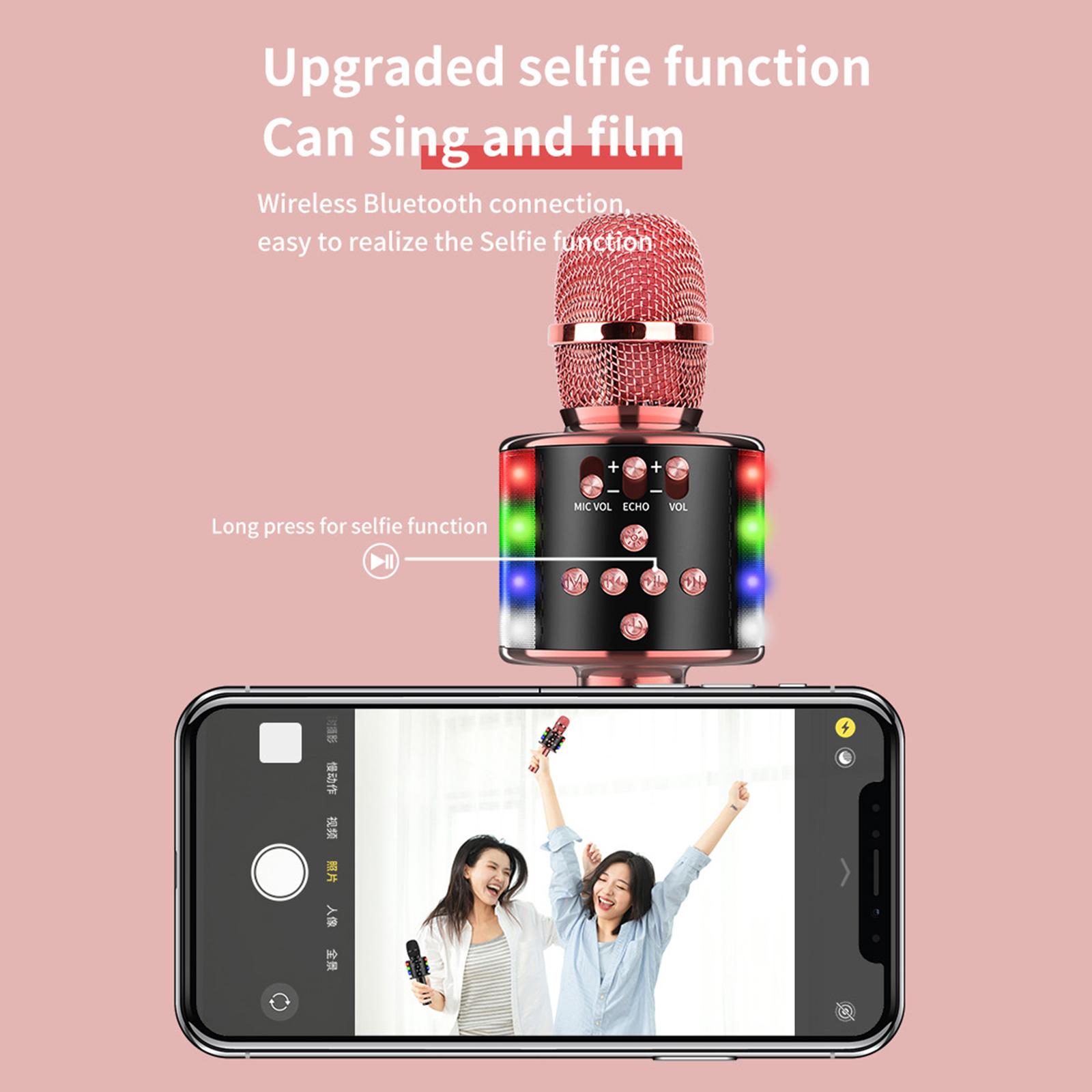 Micrô Hát Karaoke Bt Không Dây Với Đèn Led Đầy Màu Sắc D168