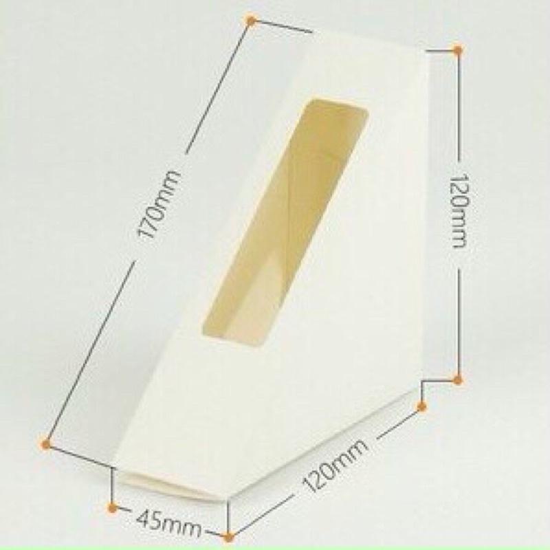 100 hộp giấy kraft trắng đựng sandwich hình tam giác