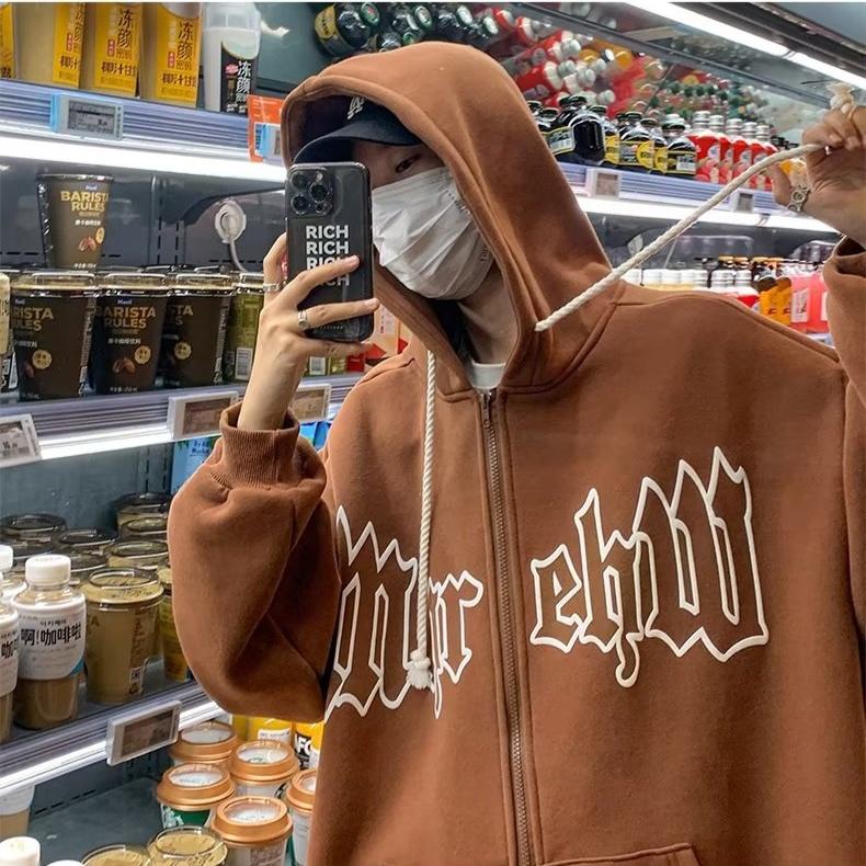 Áo Khoác Hoodie In Chữ Phong Cách Âu Mỹ Cho Cặp Đôi