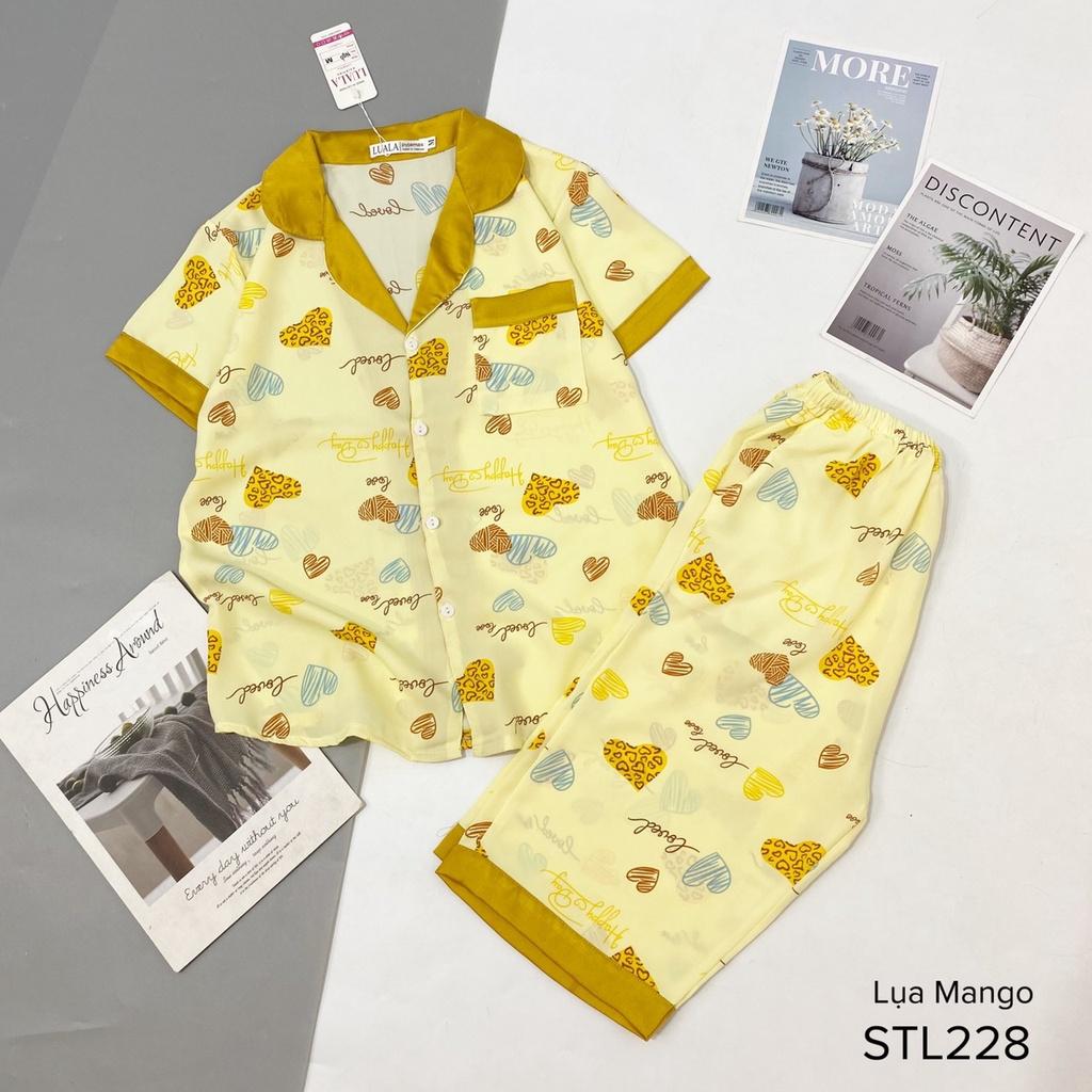 Đồ Ngủ Pijama Lụa Mango Tay Ngắn, Quần Lửng Siêu Xinh,Lửng Mềm Mịn, Độc Lạ Khó Tìm, Sanh Chảnh Hàn Quốc