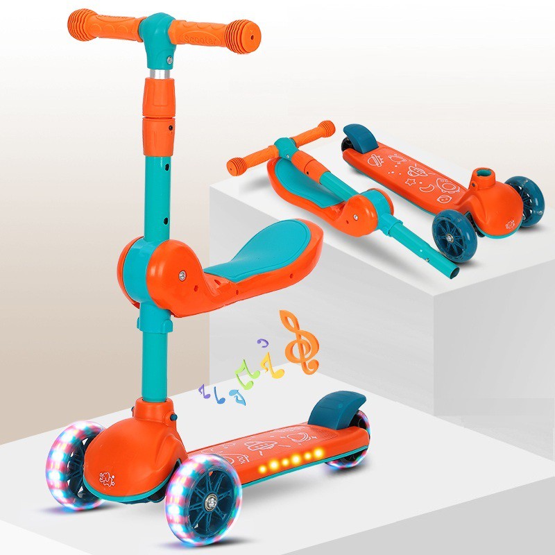 Xe Trượt Scooter MINIIN Xe Chòi Chân Có Nhạc Và Đèn 3in1.Bánh Phát Sáng Cho Bé Từ 2 - 8 Tuổi Tải Trọng Lên Đến 80 kg, Đồ Chơi Hoạt Động Ngoài Trời Cho Bé- Hàng Chính Hãng