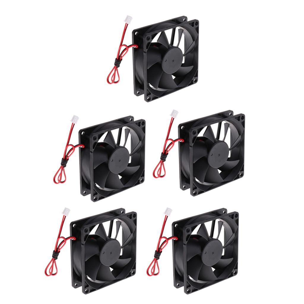 8025 80*80*25mm Cooling Fan Black for PC Case CPU Cooler Set of 5