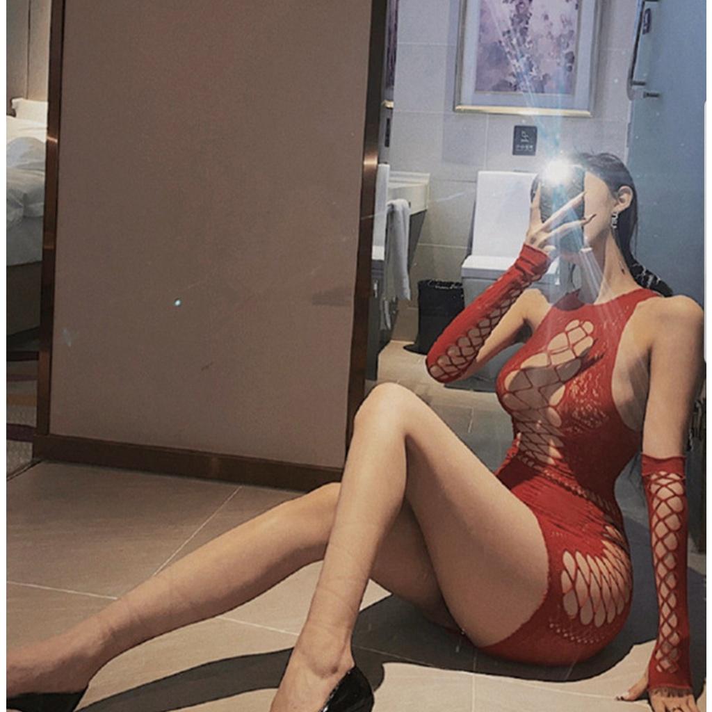 Váy Body Lưới Sexy Kèm Găng Tay Quyến Rũ