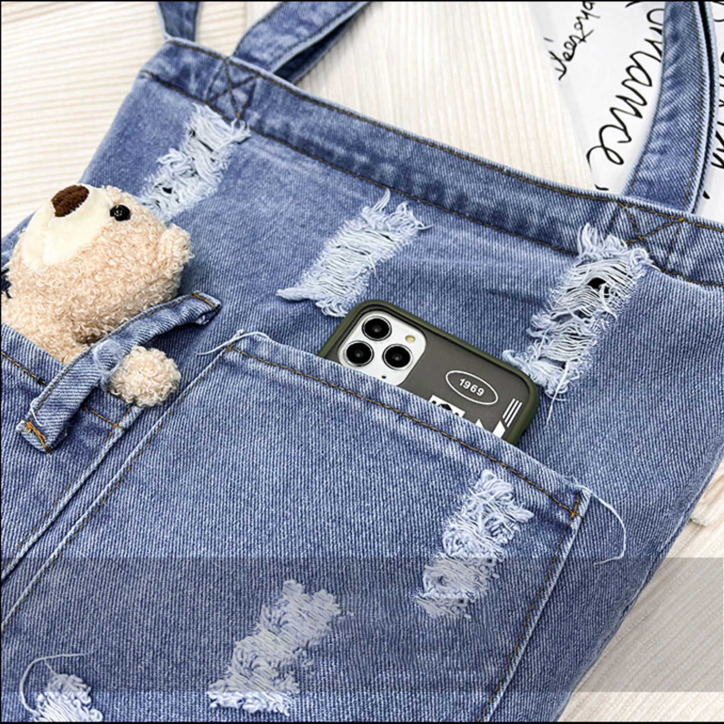 Túi xách túi đeo chéo nữ túi thời trang nữ jeans hot trend cute gấu bông đáng yêu đi học đi chơi đi du lịch