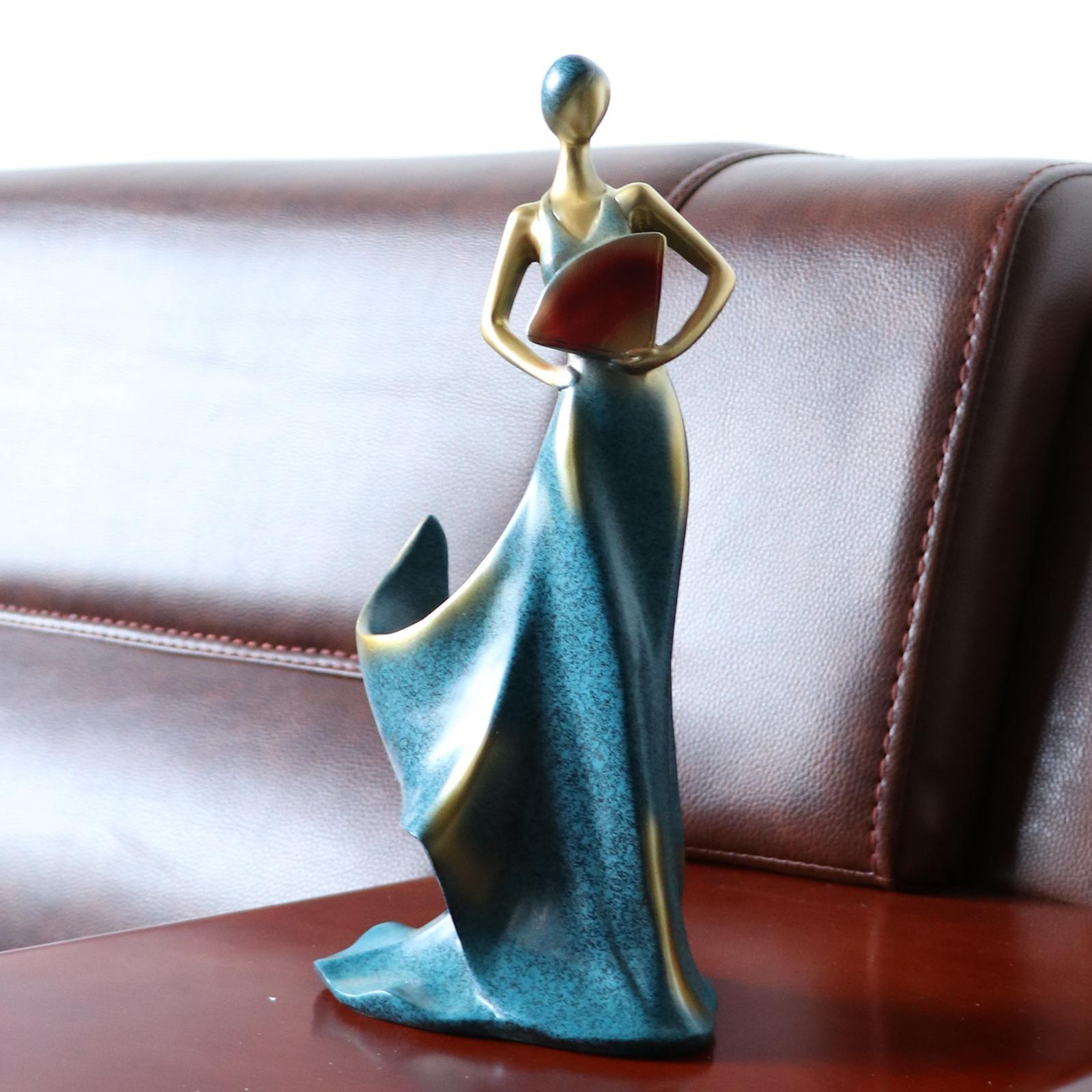 Modern Beauty Statue Bottle Rack Holder Home Centerpieces Decor Blue
