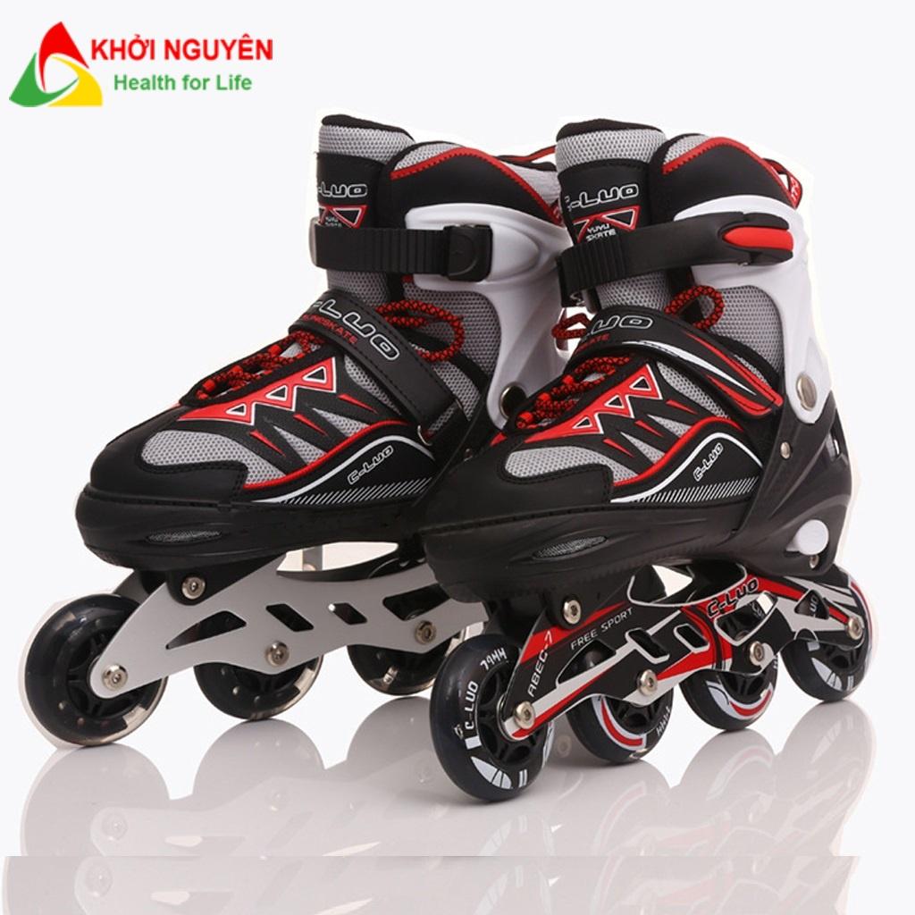 Giày patin trẻ em CLUO bánh cao su phát sáng trượt mượt tặng kèm bảo hộ chân tay, quà tặng năm mới ý nghĩa