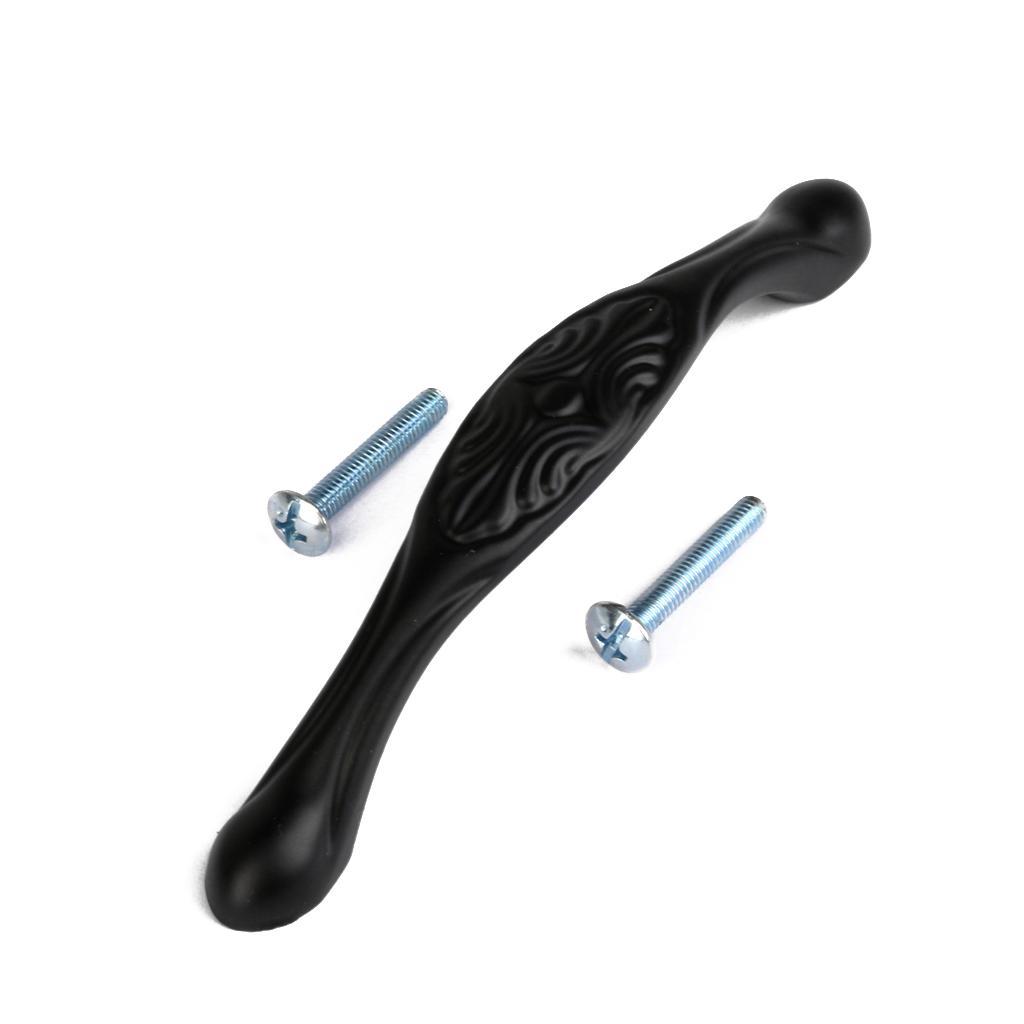 12.3 x 1.7cm Cabinet Door Drawer Bin Handle Pull Knob Hardware Black