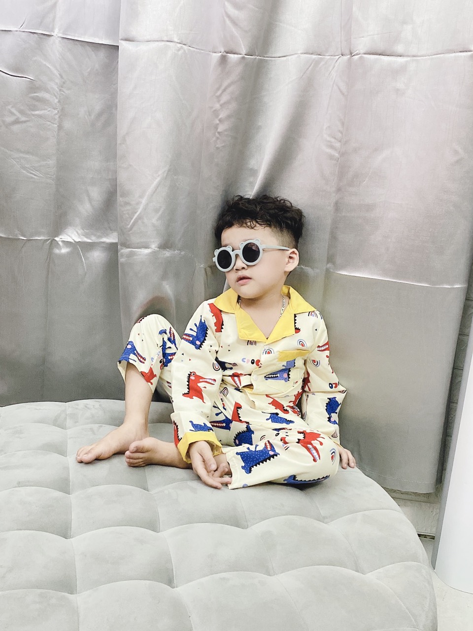 Đồ bộ bé trai, bộ ngủ dài tay pijama cho bé trai size 14-25KG chất kate mềm mịn mát