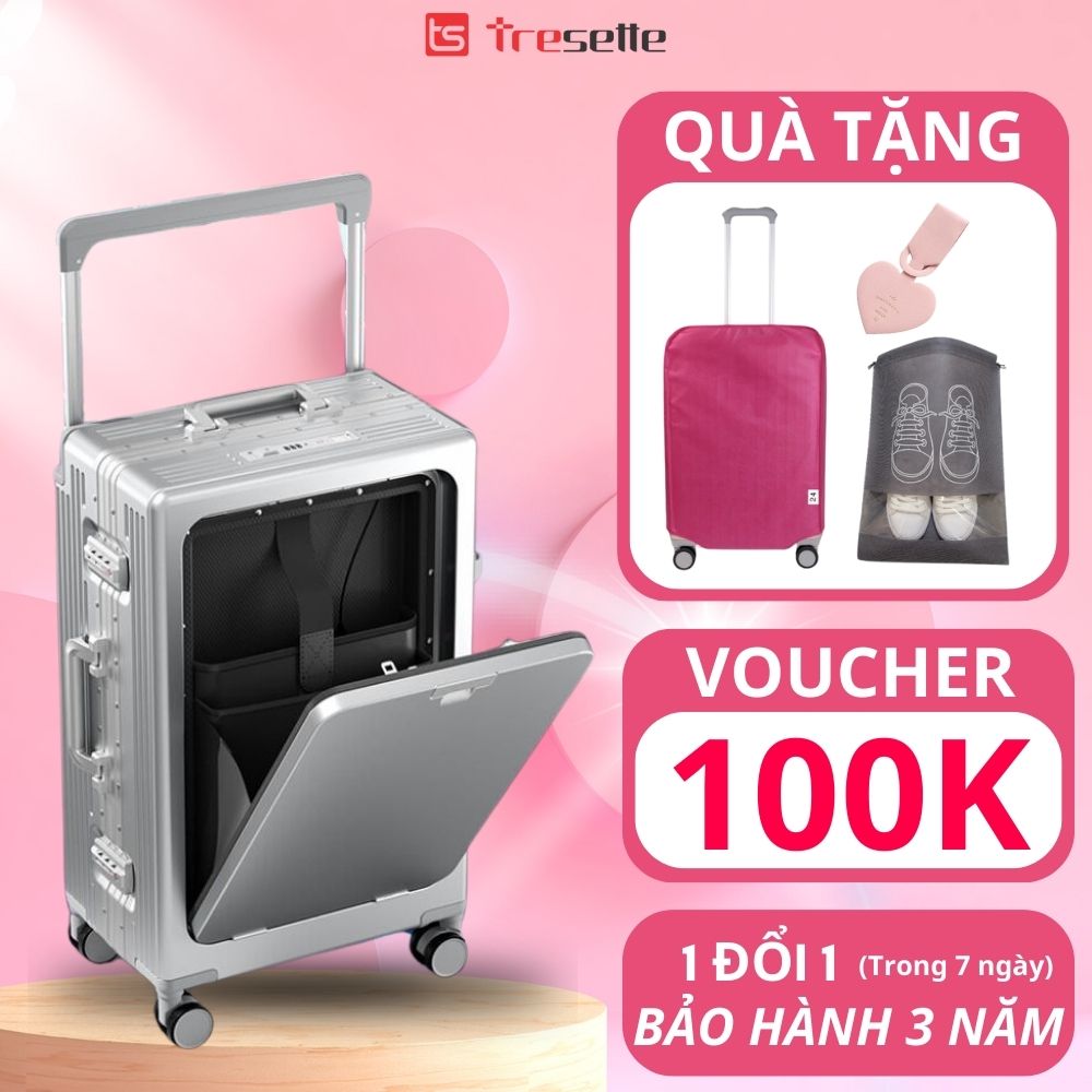 BFQ2ST500KTL: giảm 8% cho đơn từ 500K Vali khoá sập viền nhôm cao cấp kèm ổ sạc, móc treo đồ nhập khẩu Hàn Quốc TRESETTE 3033