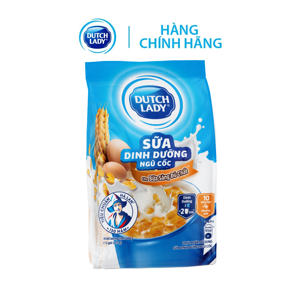 Túi 12 Gói Sữa Dinh Dưỡng + Ngũ Cốc Cô Gái Hà Lan (300g) - Cho bữa sáng đủ chất