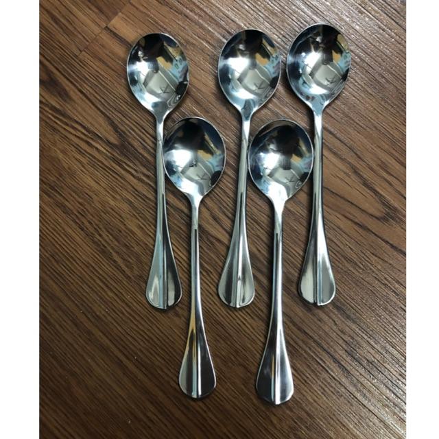 Sét 5 thìa cán hình quạt 100% inox 430