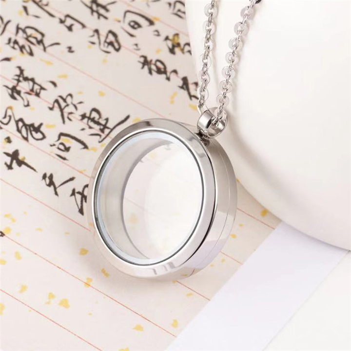 Dây chuyền mặt tròn 2 mặt kính MDC122 Không đen không gỉ sét