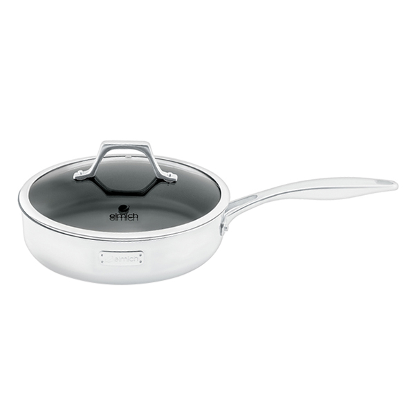 Chảo Chống Dính Inox 304 Có Vung Kính Elmich Potenza El3257