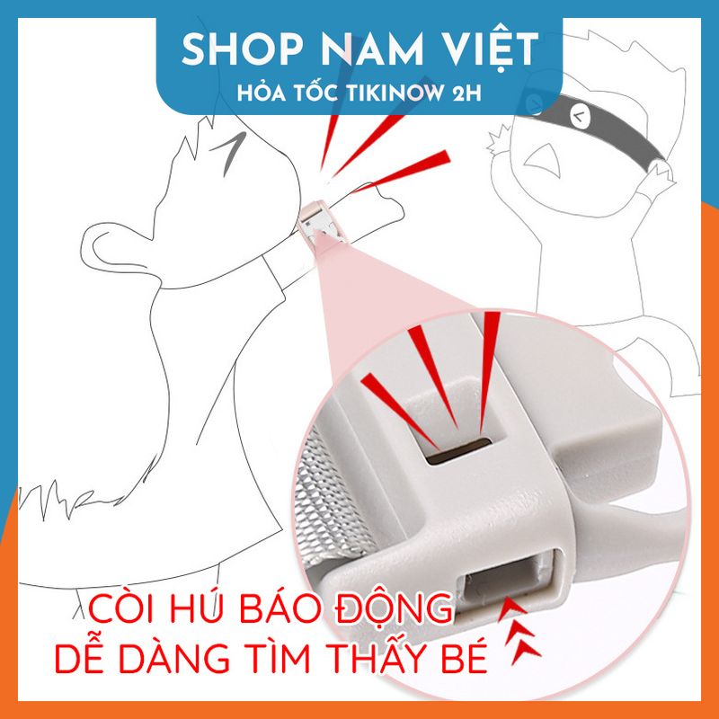 Dây Dắt Chống Lạc Bảo Vệ Bé Có Còi, Lõi Thép, Có Khóa, Dây Phản Quang