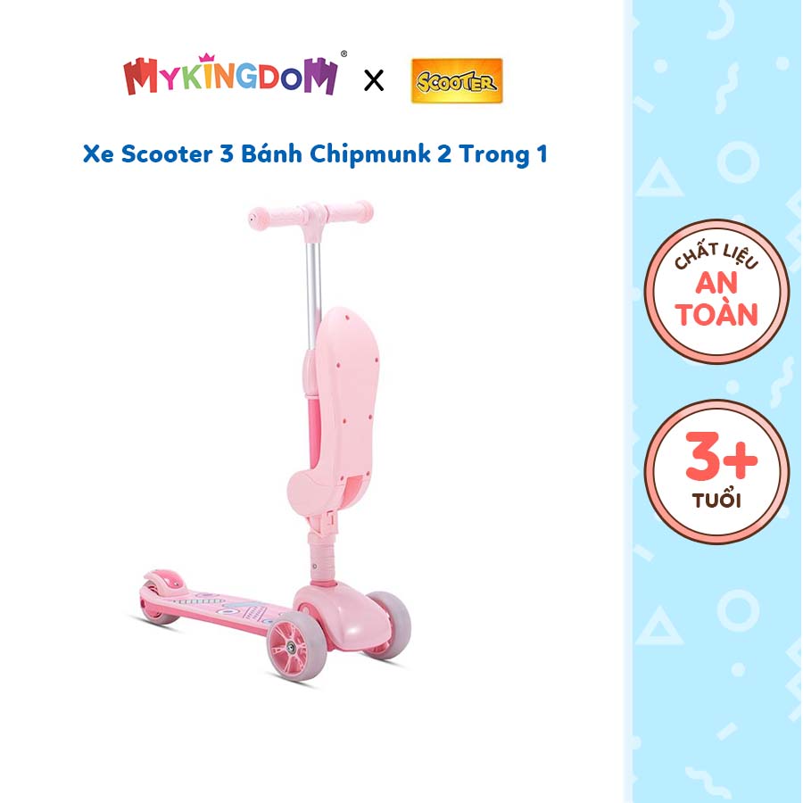 Xe Trượt Scooter 3 Bánh Chipmunk 2 Trong 1 Màu Hồng CM-S2P