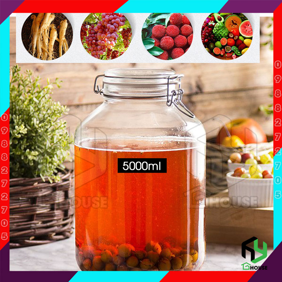 ITALY-Hũ thủy tinh nắp cài FIDO - Bormioli Rocco - 5000ml - Siêu kín hơi - Glass jar with airtight lid