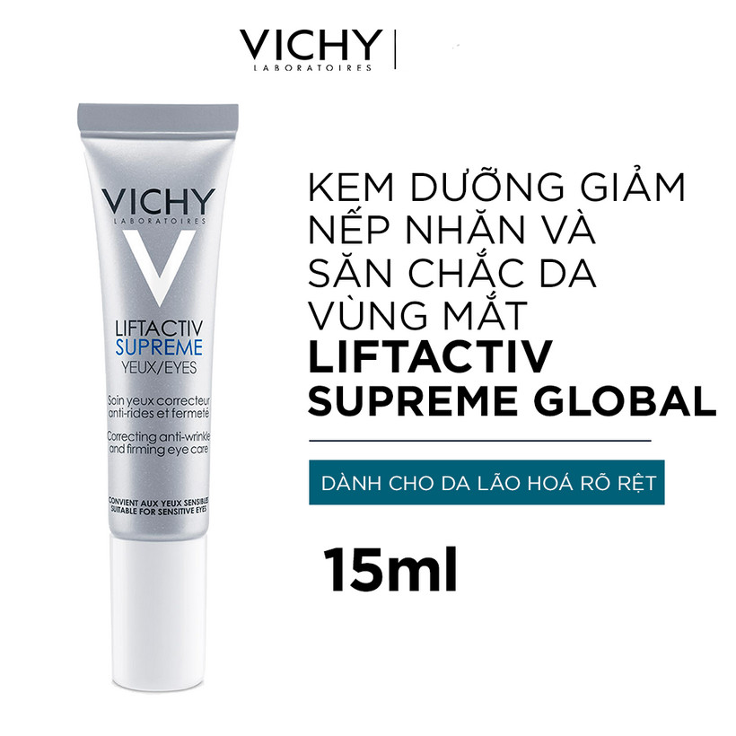 Kem Dưỡng Giúp Giảm Nếp Nhăn &amp; Săn Chắc Da Vùng Mắt Vichy LiftActiv Eyes Supreme Global Anti-Wrinkle &amp; Firming Care 15ml