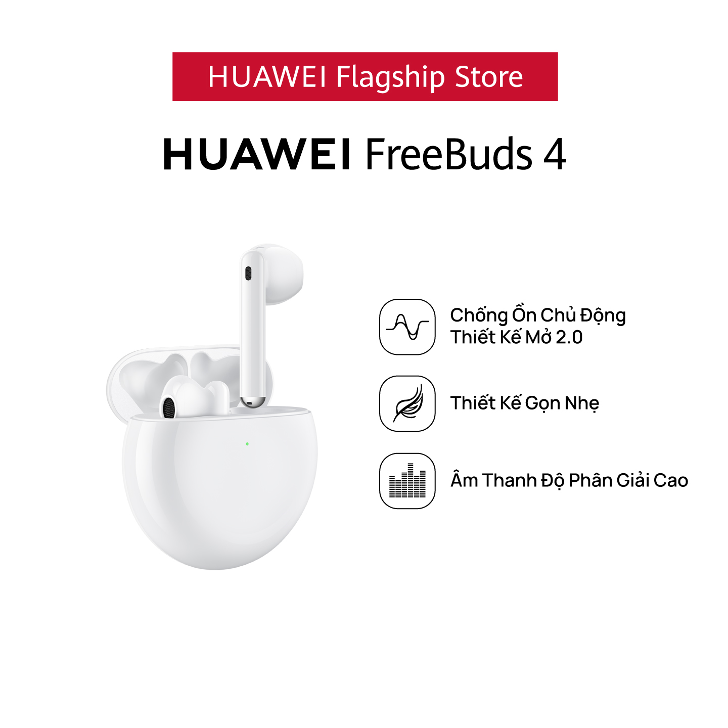 Tai Nghe Bluetooth HUAWEI FreeBuds 4 | Chống Ồn Chủ Động Thiết Kế Mở 2.0 | Thiết Kế Gọn Nhẹ | Âm Thanh Độ Phân Giải Cao | Hàng Chính Hãng