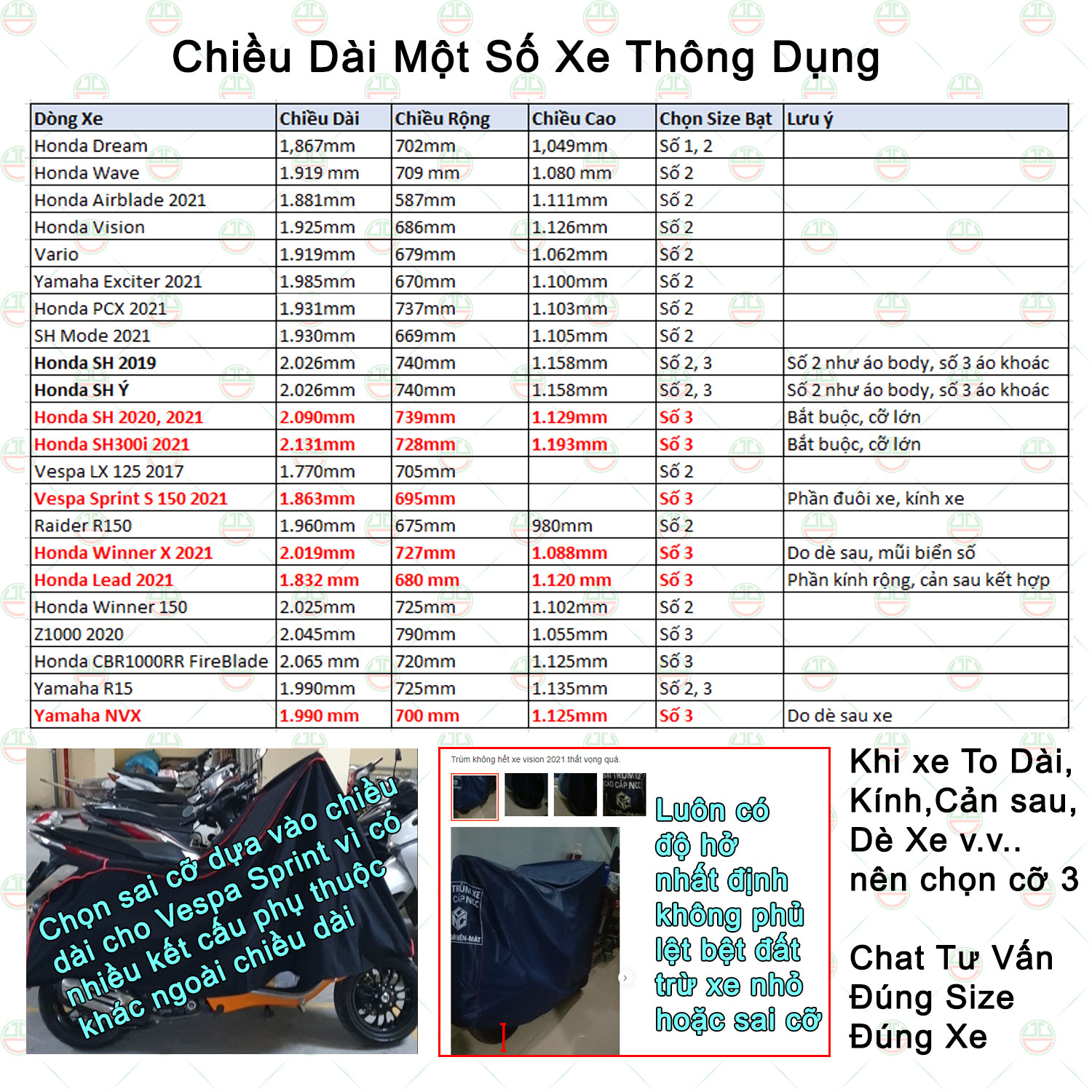 Áo Bạt Phủ Trùm Xe Máy Cỡ Lớn KhoNCC Hàng Chính Hãng - To Dày Bền Mát - Dòng Xe Vario, Exciter, SH Mode các loại - KQL-C3-VRO (Nhiều Màu)