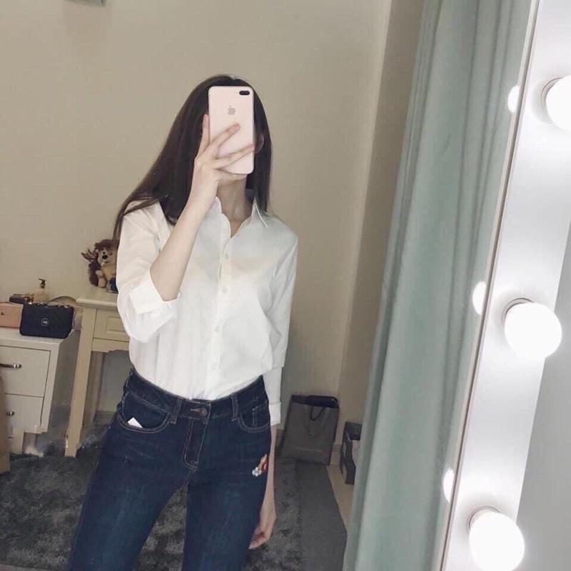 Áo sơ mi nữ dài tay màu trắng cao cấp