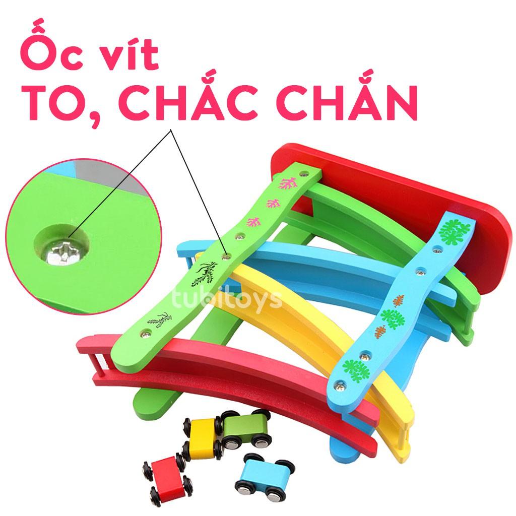 Đồ chơi cho bé giải trí cực vui  Xe cầu trượt 4 tầng bằng gỗ cao cấp