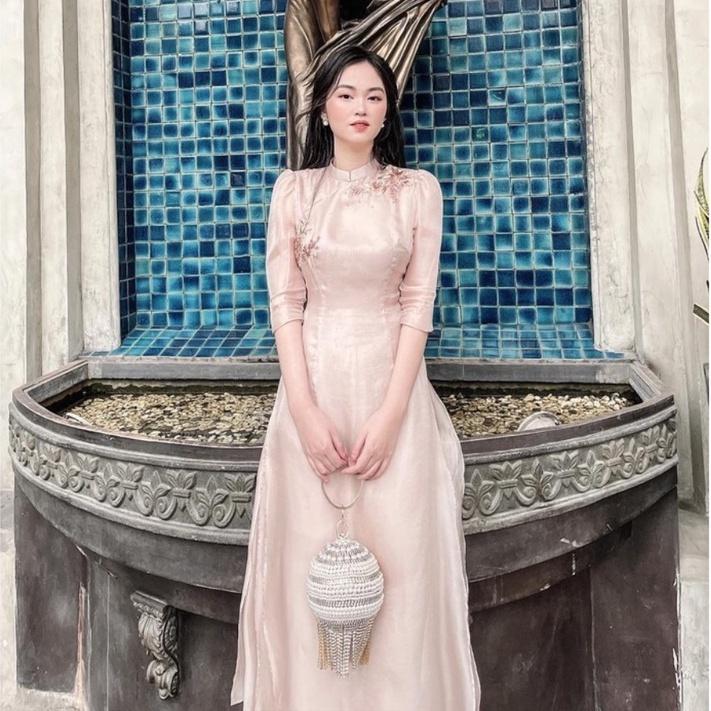 Áo Dài , Áo Dài Cách Tân 4 Tà Thêu Ren Vải Voan Kính Cao Cấp Siêu Hot Mã A2