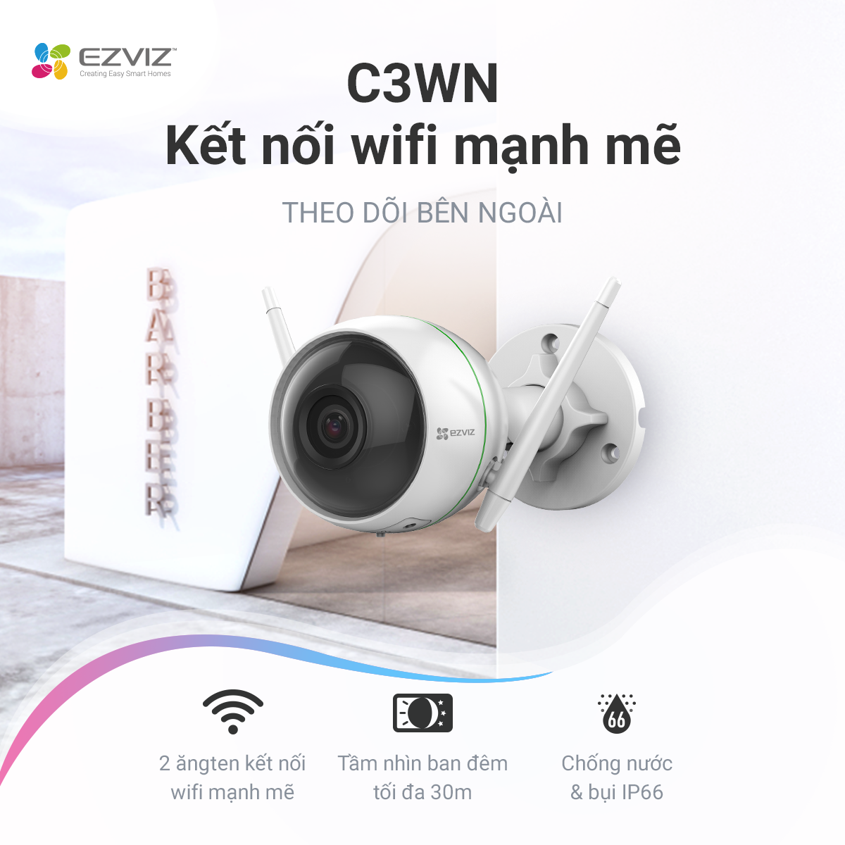Combo Camera Wi-fi EZVIZ C3WN CS-CV310 1080P Ngoài Trời Kèm Thẻ Nhớ Kioxia 32GB/64GB - Hàng Chính Hãng