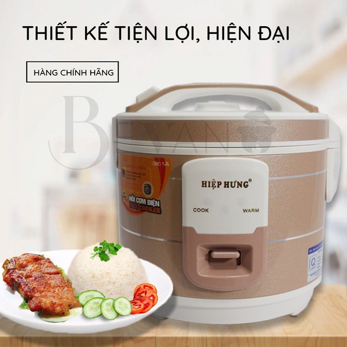 Nồi cơm điện mini nắp gài hàng chính hãng Hiệp Hưng Cao Cấp HHCC-02 Bevano,lòng nồi cơm nhỏ 1.2L chống dính không dính đa năng, giữ ấm lên đến 12h, tiết kiệm điện năng