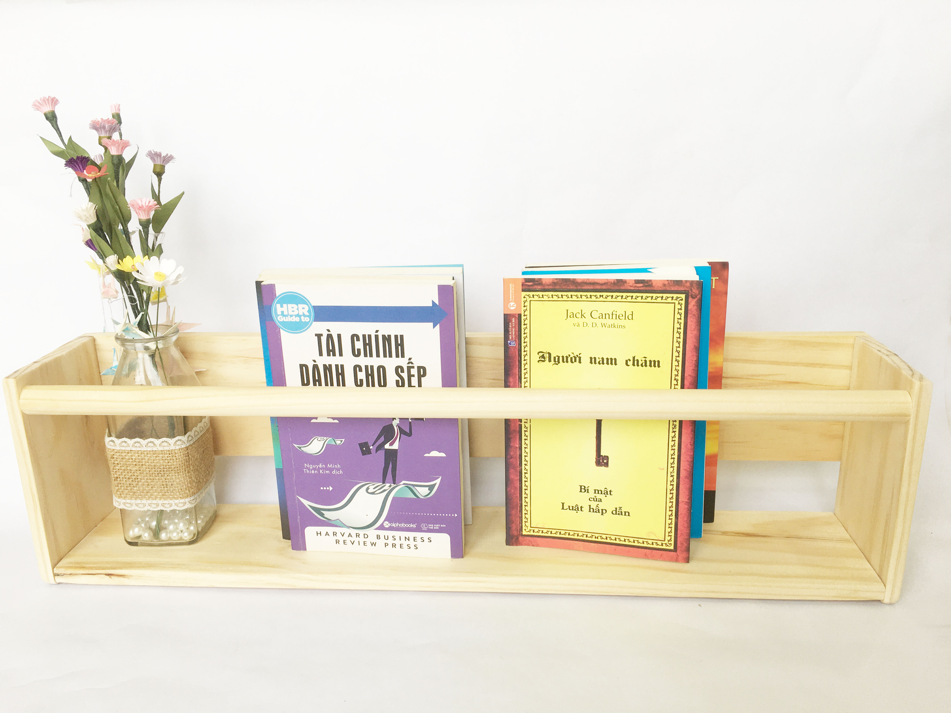 Kệ gỗ treo tường đa năng làm giá sách, trang trí, treo quần áo  gỗ thông D60xR11xC16