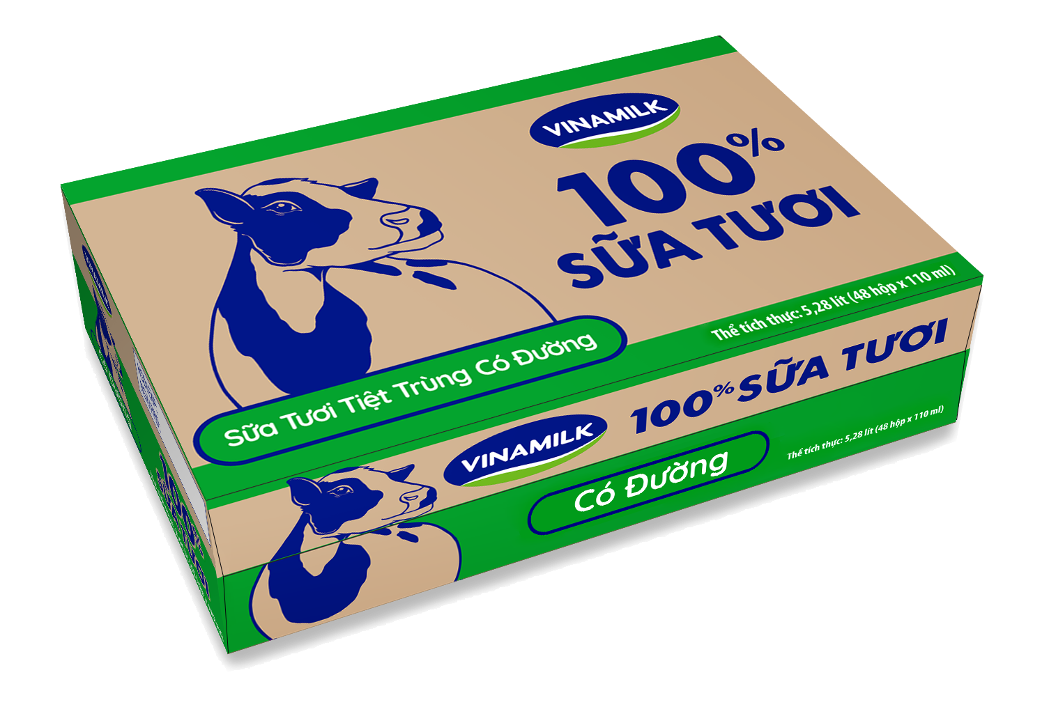 THÙNG 48 HỘP SỮA TƯƠI TIỆT TRÙNG VINAMILK 100% hộp 110ML