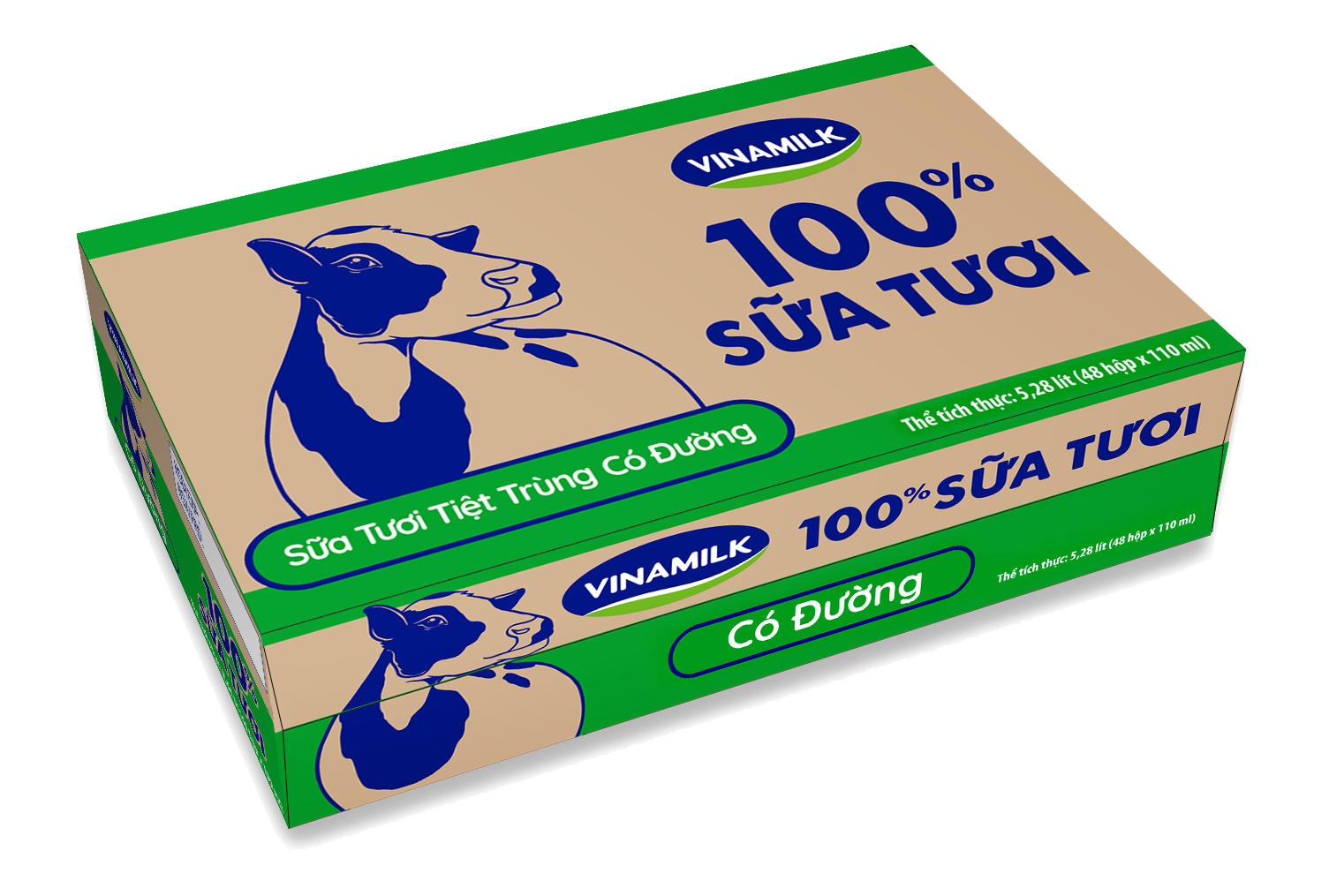 THÙNG 48 HỘP SỮA TƯƠI TIỆT TRÙNG VINAMILK 100%  hộp 110ML