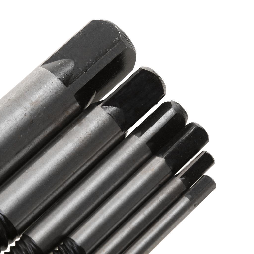 6x 4-25mm Small - Large Screw Extractor Set In Case Broken Stud Bolt Remover
