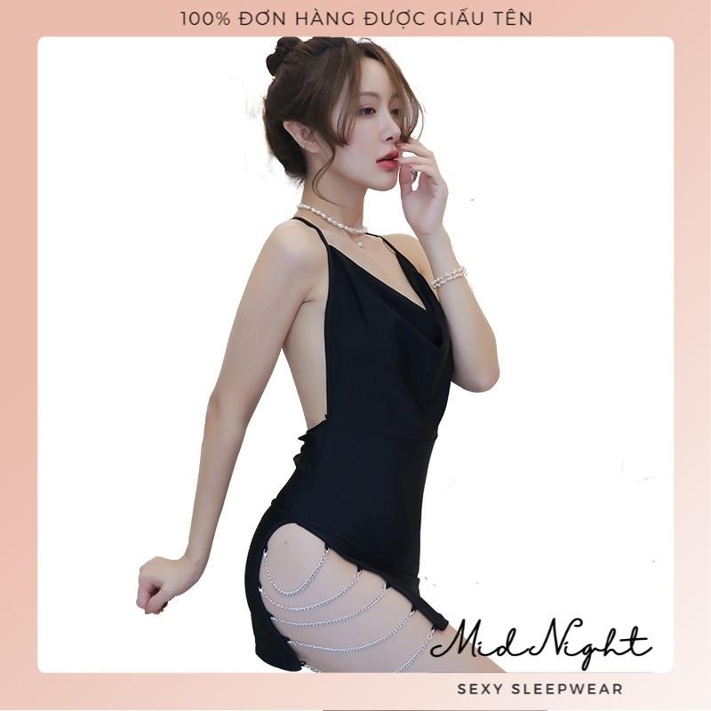 Váy Ngủ Sexy Gợi Cảm Cho Nữ Phong Cách Luxury Mid Night Sexy- Đồ Lót Quyến Rũ Chất Liệu Ren Xuyên Thấu Khiêu Gợi - Màu Xám