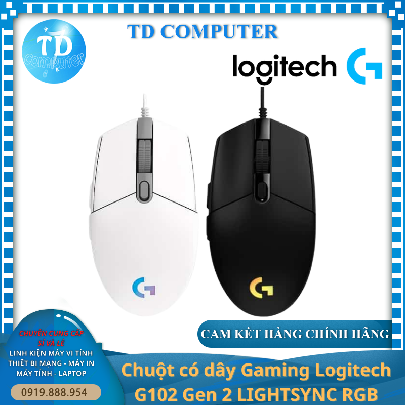 Chuột có dây Gaming Logitech G102 Gen 2 LIGHTSYNC RGB - Hàng chính hãng DGW phân phối