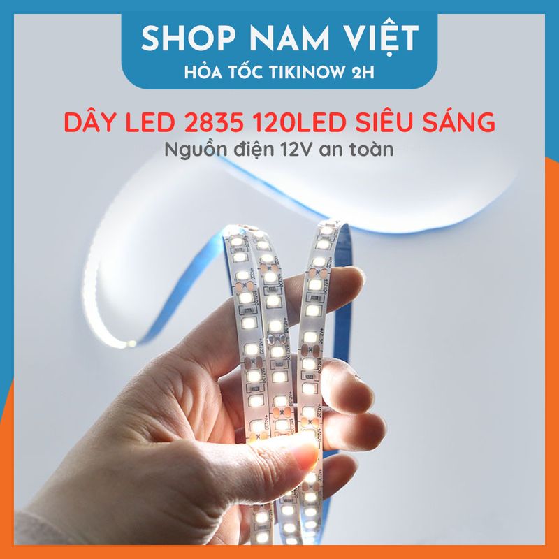 Dây Đèn LED 2835 12V Siêu Sáng 120 Led / Mét (Cuộn 5m - Không kèm nguồn)