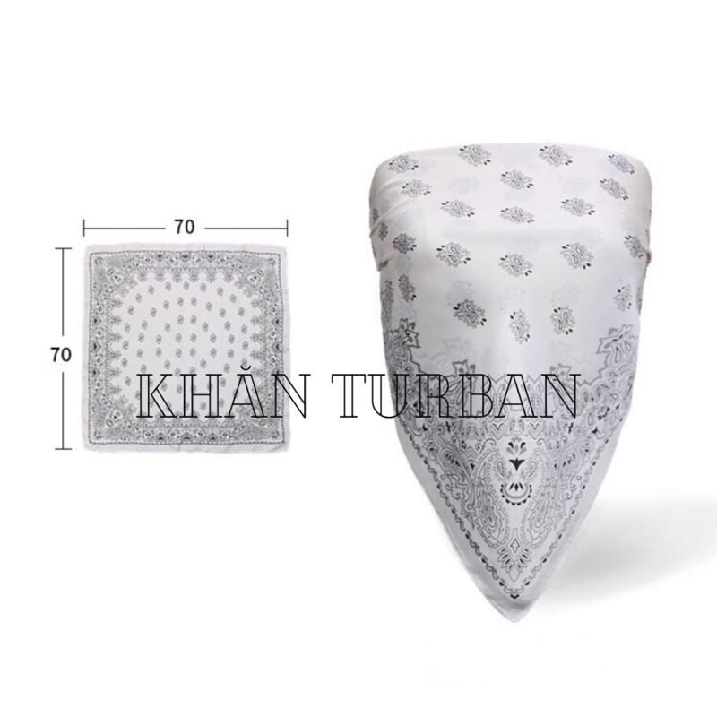 Khăn turban lụa vuông choàng cổ size 70x70cm thanh lịch phong cách nữ tính đa năng làm áo yếm in hình hạt hướng dương