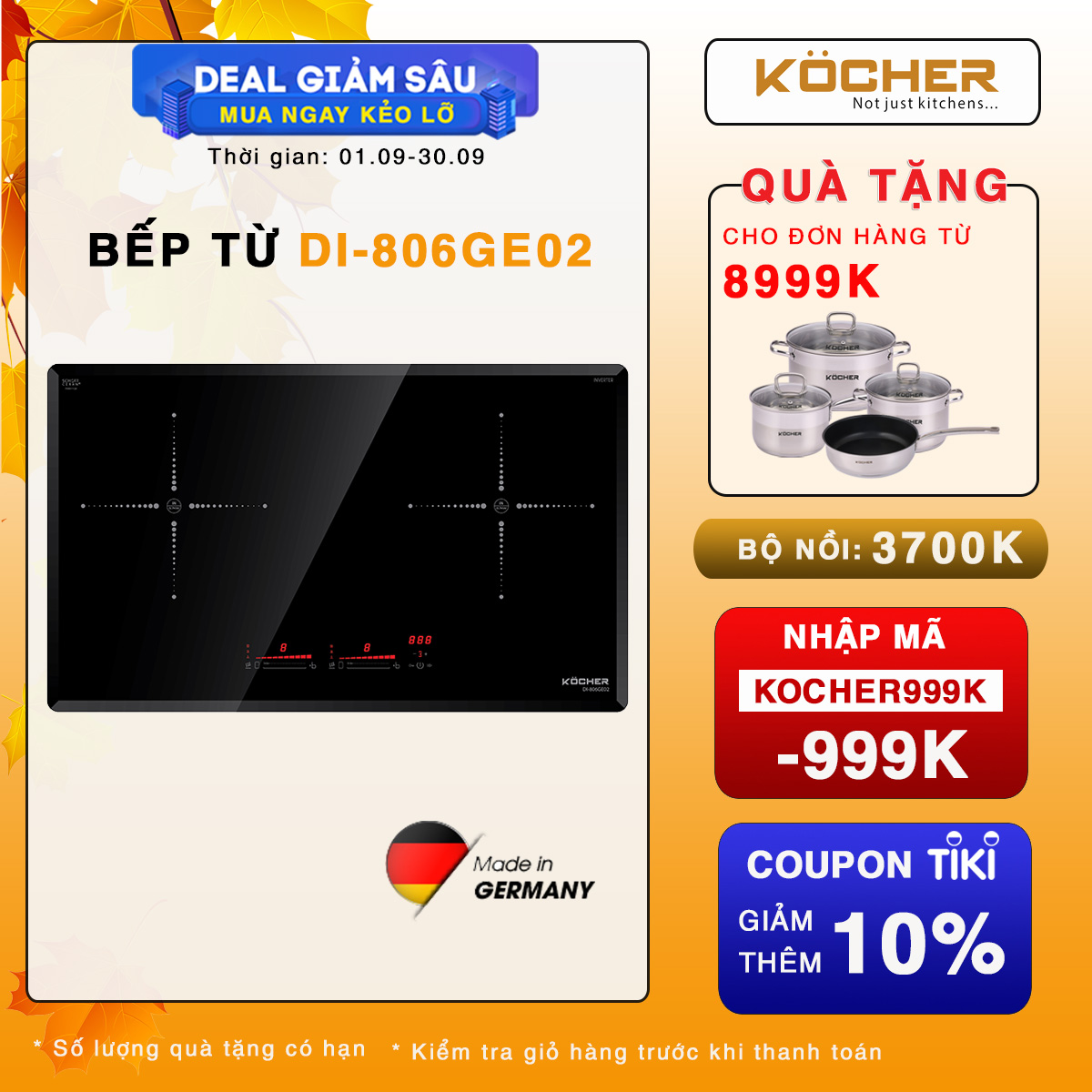 Bếp Điện Từ Đôi Kocher DI-806GE02 - Hàng chính hãng