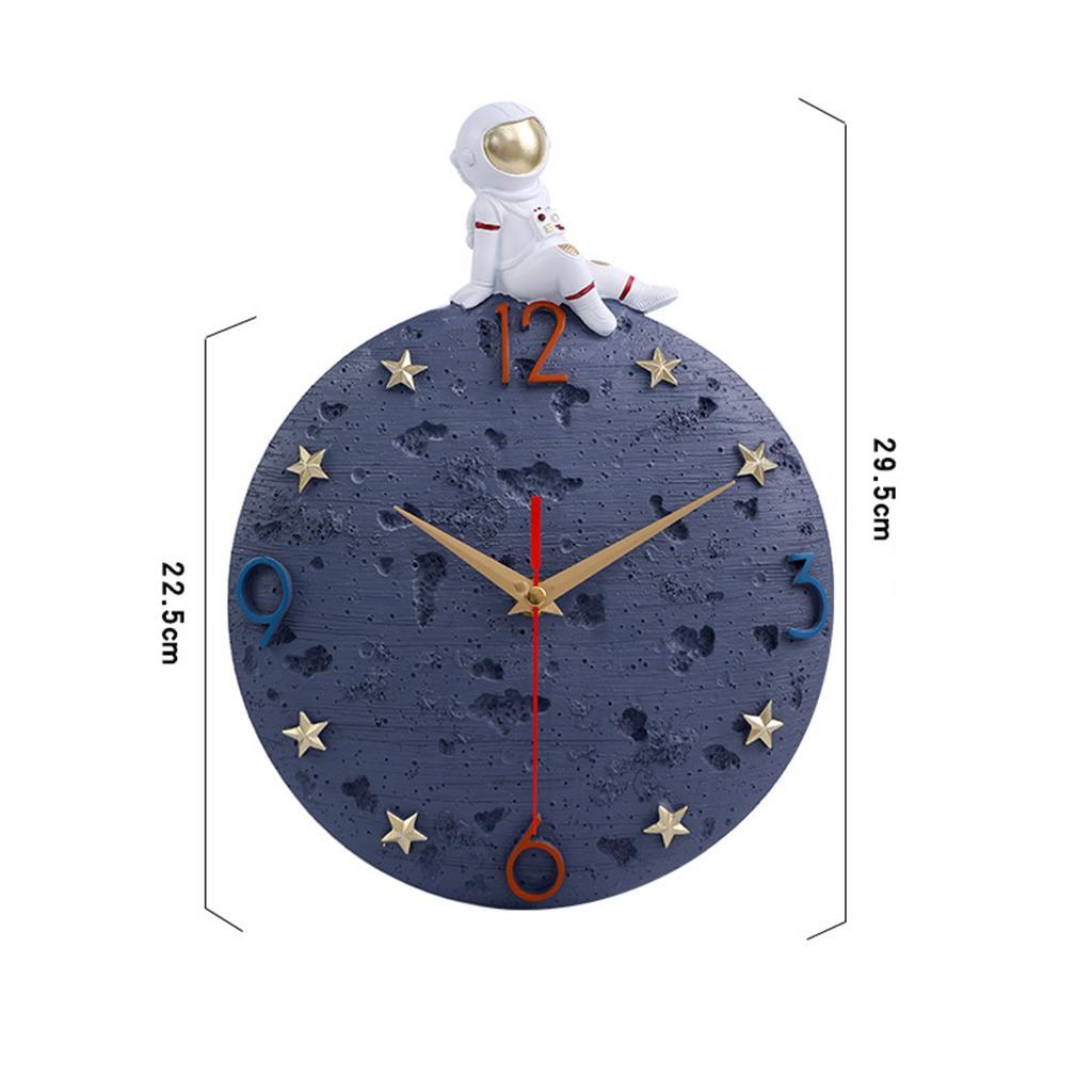 Nordic Astronaut Wall Clock Non Ticking Battery Operated for Dining Room