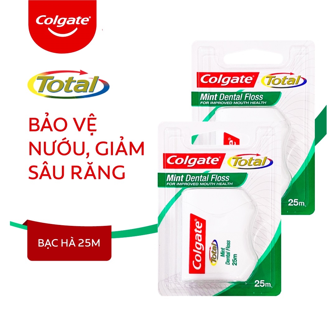 Bộ 2 hộp Chỉ nha khoa Colgate Total Dental Floss hương bạc hà