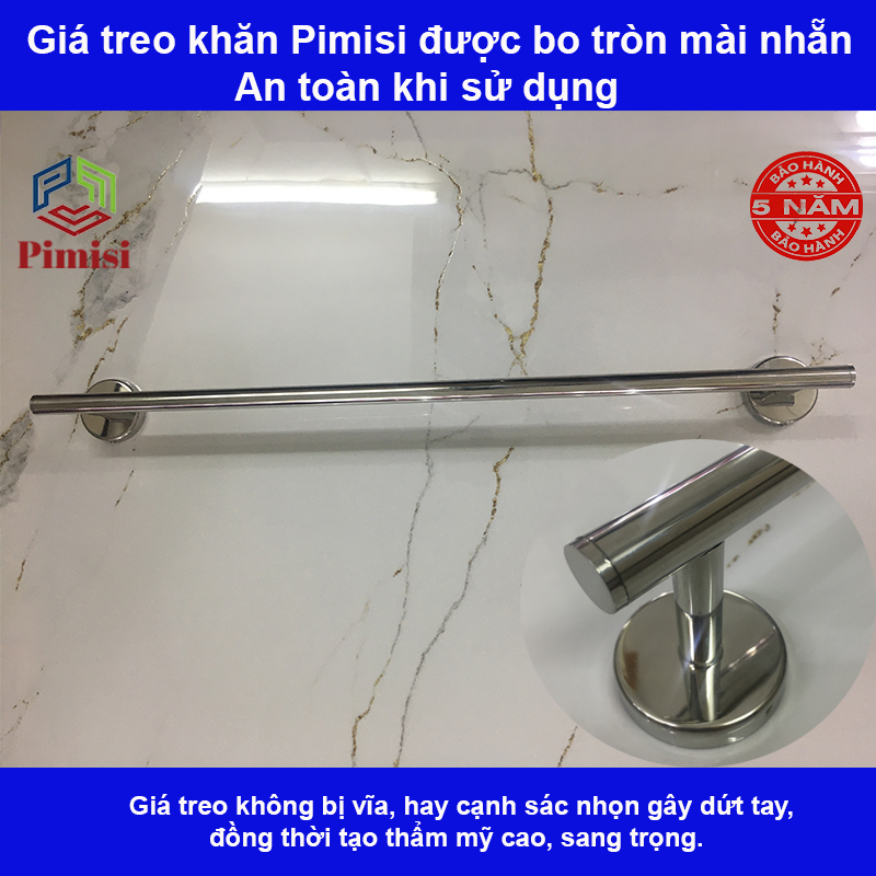 Giá treo khăn tắm dán tường Pimisi inox 304 dùng để treo quần áo - vắt khăn trong nhà vệ sinh - phụ kiện - đồ dùng gia đình dán bằng keo không khoan | hàng chính hãng