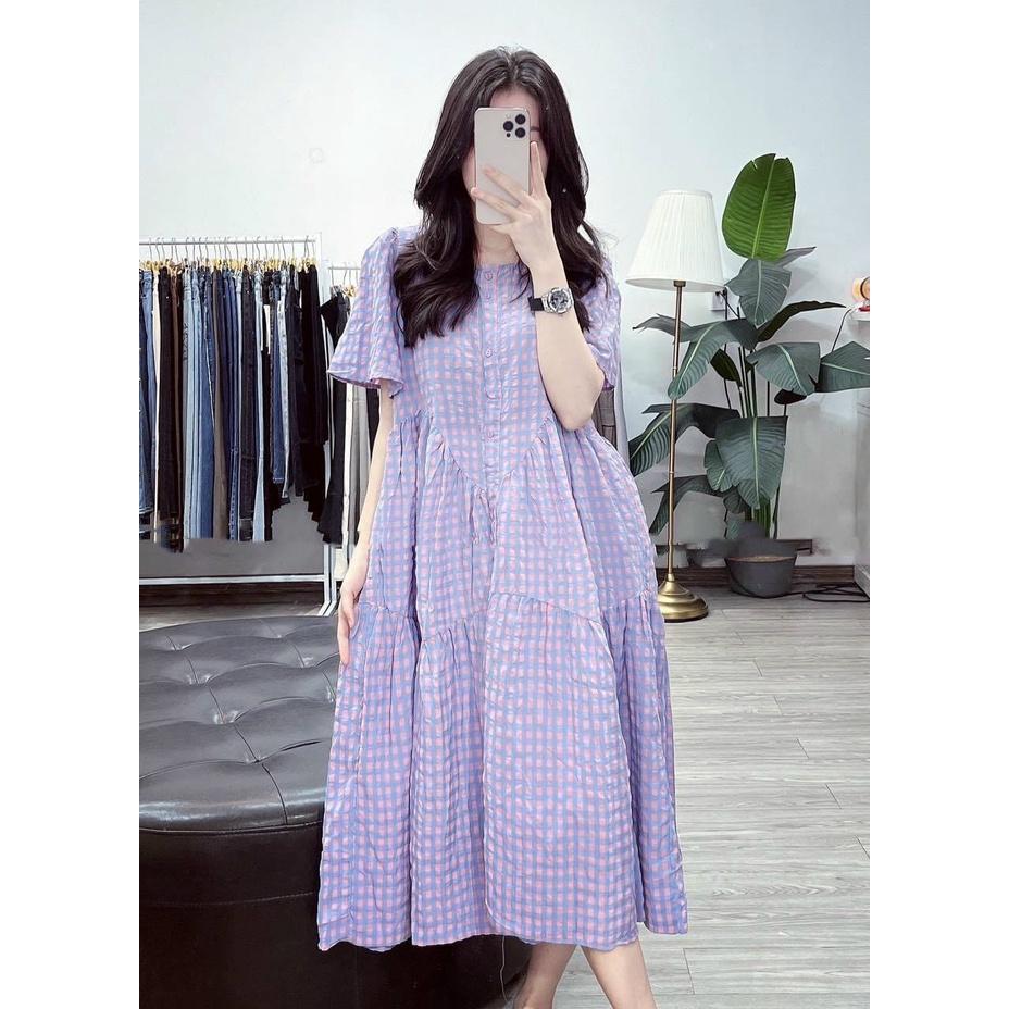 Váy bầu công sở - đầm bầu xinh thiết kế cộc tay màu đen cổ sen đuôi cá - bauxinh