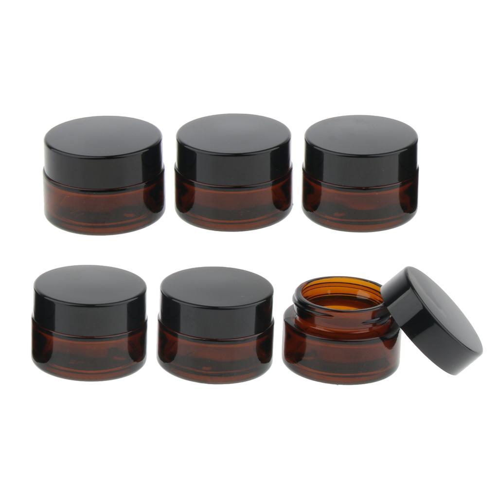 12 Pcs Empty Amber Glass Vials Jars For Cream Cosmetic Container Pot 15g