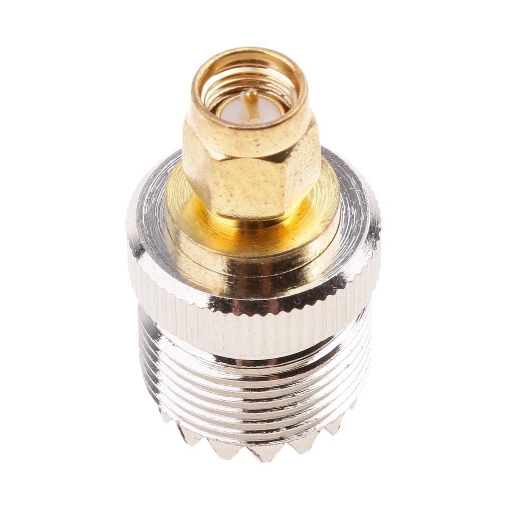 2X UHF SO-239 SO239 Female to SMA Gold Male Connector Coaxial Connector Adapter