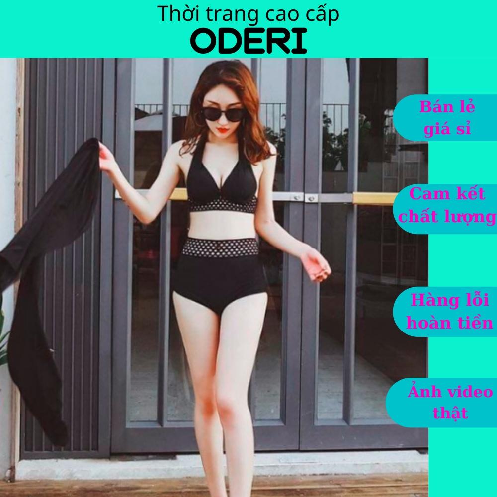Bikini, Đồ Bơi Đi Biển Hai Mảnh GỌNG Đen Phối Lưới Secxy ODERI-HM010