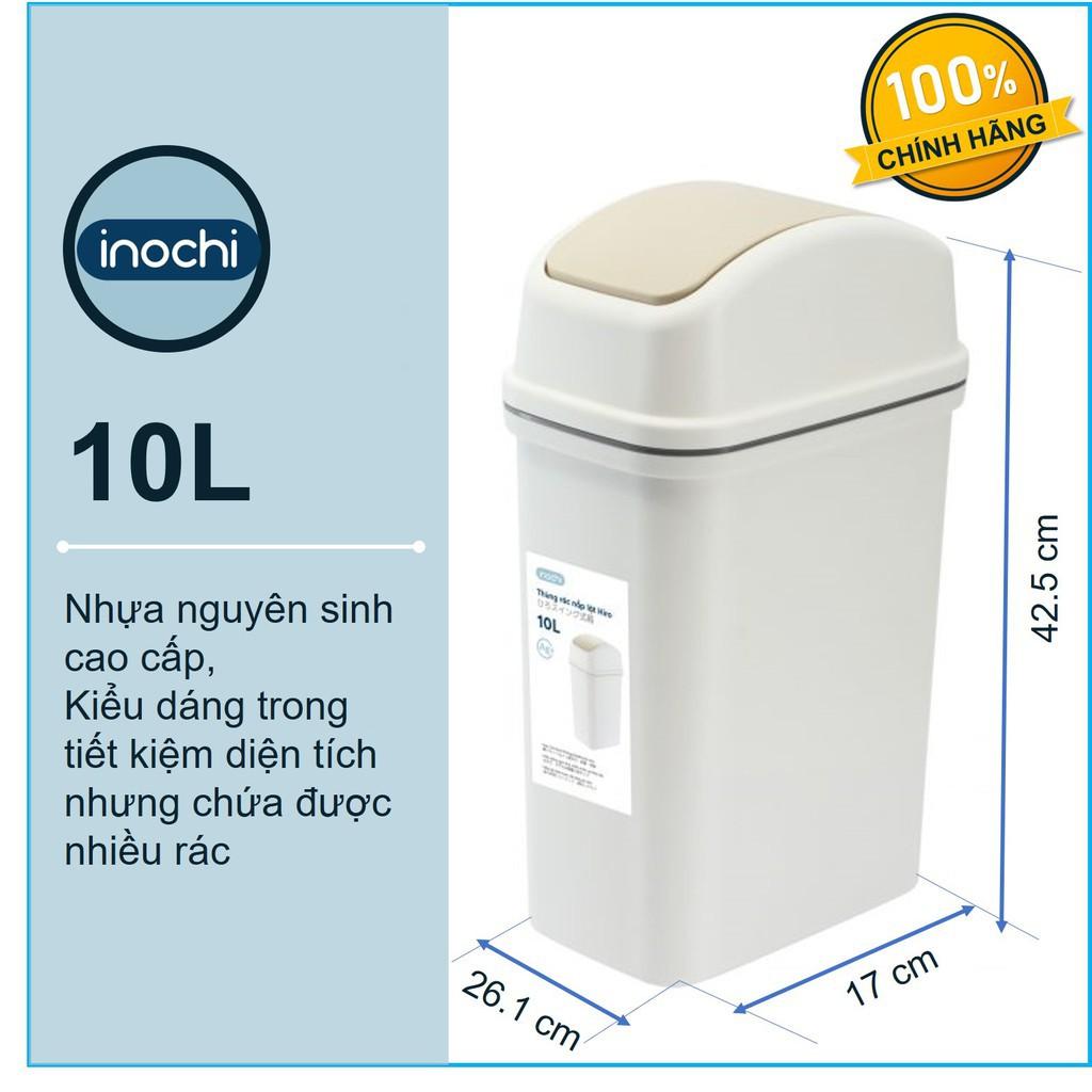 Thùng Rác Nhựa Nắp Lật Inochi 10 Lít Rất Đẹp Làm Sọt Rác Văn Phòng, Khách Sạn, Đựng Rác Gia Đình, Để Bàn Trong Nhà