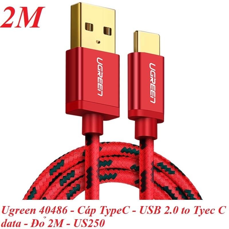Ugreen UG40486US250TK 2M màu đỏ Cáp sạc USB TypeC cao cấp - HÀNG CHÍNH HÃNG
